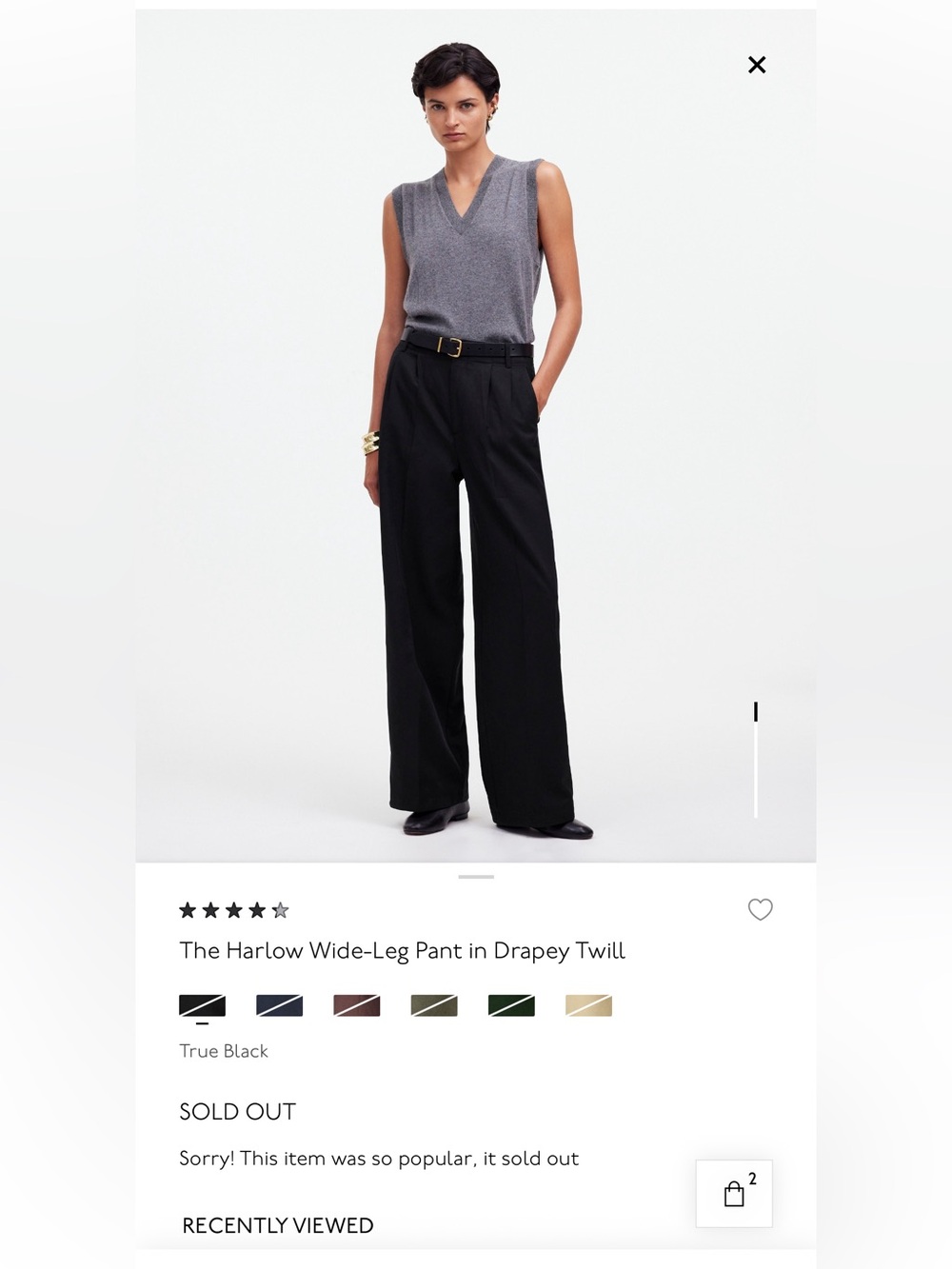 Madewell Wide-Leg Trousers in True Black
